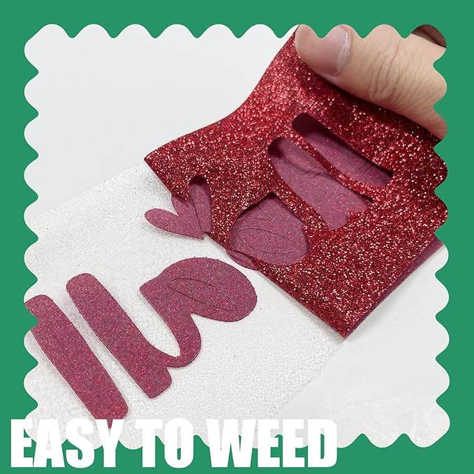 Red Glitter HTV Heat Transfer Vinyl, 12" x 5ft lron on Vinyl, for T-Shirt Ironing, Vinyl HTV Easy to Cut and Weed, The Best Choice for DIY Creativity. (red, 12" x5ft)