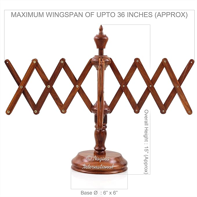 Nagina International's Yarn Swift Umbrella Table Top Yarn Winder | Hand Operated Ball Winder Holder | Knitting Tool for Swift Winding Lines, Laces Yarns & Fiber (Rosewood)