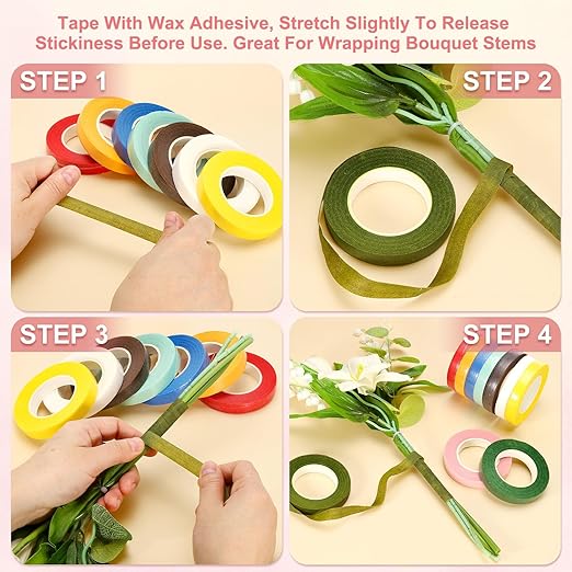MECCANIXITY 3 Rolls Floral Tapes, 30 Yard x 1/16 in Florist Crepe Flowers Bouquets Tape Adhesive Waterproof for Flower Arranging Wrapping, Black
