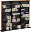 Prepac 3 Column Tall Cabinet Media Storage, Triple Width Wall, Cherry/Black