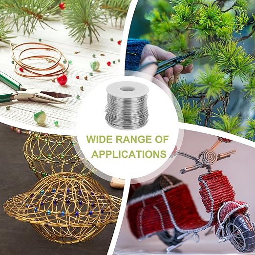 MECCANIXITY 20 Gauge Anodized Aluminum Craft Wire Bendable Bonsai Training Wire 771 Feet 0.8mm for Sculpting Crafts Wreath Floral Beading Jewelry Making, Silver Tone