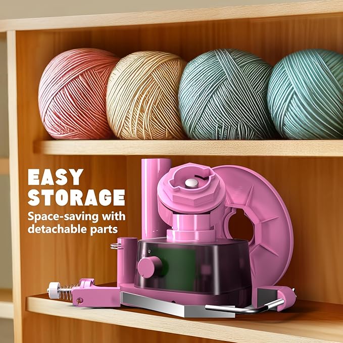 Yarn Winder, Electric Yarn Ball Winder for Crocheting, Efficiently Cake with Strong Tension Adjustable Speed Up to 13 oz, Automatic Spinner Wool for Knitting Enthusiast (Pink)