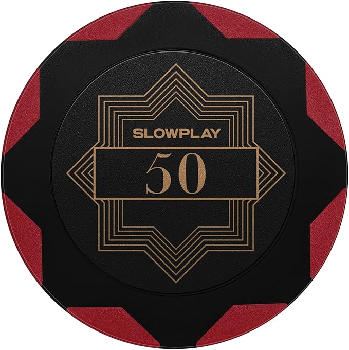 SLOWPLAY Nash Clay Poker Chips, 14 Grams Heavyweight Clay Composite, 40mm Large Chips in Bulk, Pack of 50 with Denomination of 50