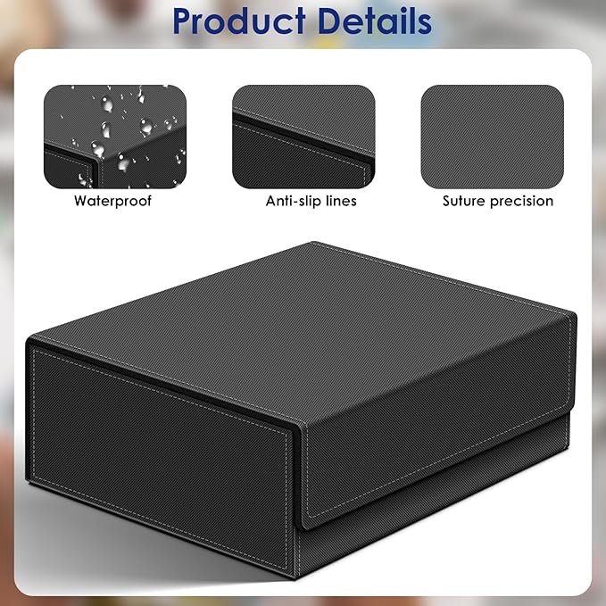 Homthy 1800+ Card Deck Case for Trading Cards, Leather Magnetic Closure Commander Card Storage Box Magic Card Protectors Fit for MTG TCG and Sport Cards
