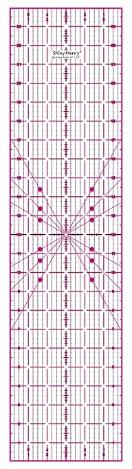 Quilting Ruler 6"x24",Non-Slip Clear Acrylic Sewing Ruler with Easy-to-Read Grid,Pink & Black Grid Design,Perfect for Fabric,Patchwork,Cutting & Sewing Crafts,Durable Tool for Quilting
