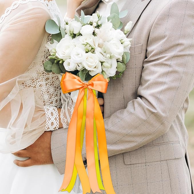 1 Inch Orange Satin Ribbons for Crafts, 6 Rolls Single-Faced Orange Assorted Ribbons for Gift Wrapping Flower Bouquet Wedding Invitations Bridal Shower Hair Bows Garland Party Decor