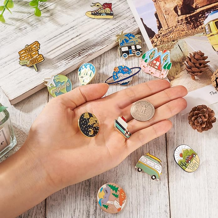 Mixed Enamel Pins for Backpacks, Beadthoven Cute Enamel Brooch Pins Set, Funny Backpack Pins, Aesthetic Lapel Badge Pins Bulk for DIY Clothes Accessories Holiday Gifts