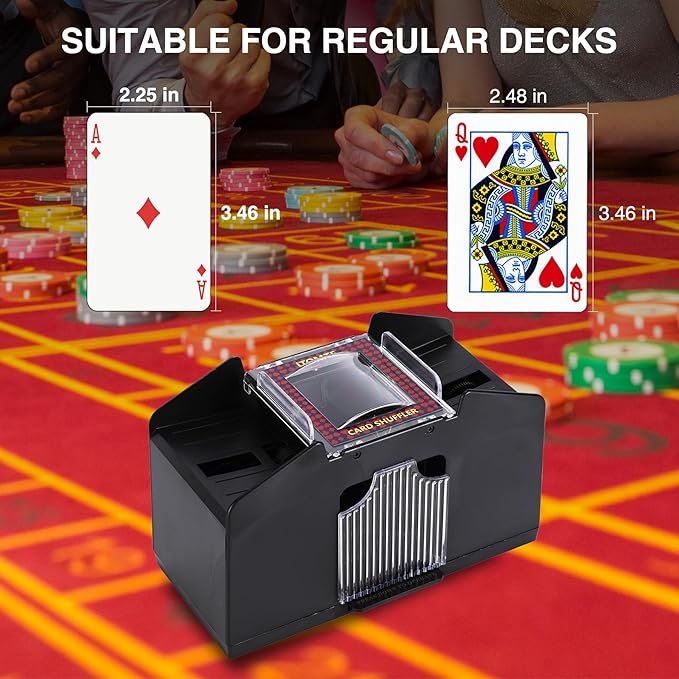 ITOME Automatic Card Shuffler, 2/4/6 Decks Electric Heavy Duty Card Shuffler for Cards Rechargeable and Battery Operated Perfect for Poker, UNO and Card Games