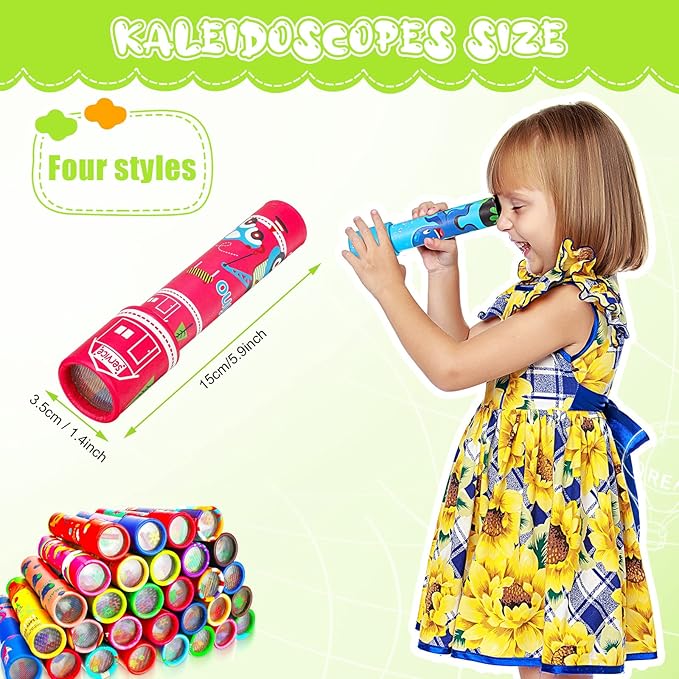 60 Pcs Classic Kaleidoscope Educational Kaleidoscope Toy Return Gift Vintage Educational Toys Party Bag Fillers School Classroom Prizes for Adult Teen Party Carnival Prize, Random Style (Bright Style)