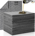 80 Pcs Oil Absorbent Pads, 9.8×13 Inch High Absorbency Absorbent Mats, Water Absorbent Mat, Weight Dimpled Pad, Oil Spill Mat for Absorbing Automotive Garage Workshop Tools Spills