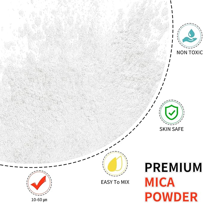 Mica Powder - 100g Mica Powder for Epoxy Resin - Metallic Color Pigment for Resin, Soap, Bath Bombs, Eye Shadow, Nails, DIY Crafting Projects etc. (White)
