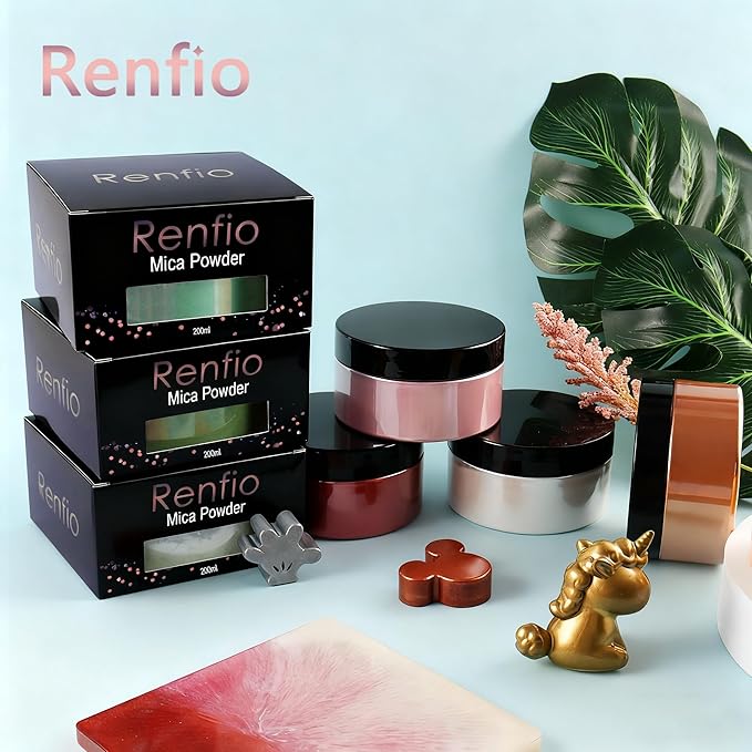Renfio 100g Mica Powder Pigment, Metallic Natural Dye Mineral Pearl Shimmer Epoxy Resin Dye for Painting Soap Making Slime Bath Bombs 3.5 Oz - Coffee Brown