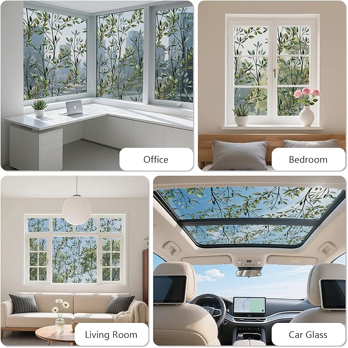 NINETREX One Way Window Privacy Film, Daytime Privacy Static Cling Sun Blocking Anti UV Reflective Window Tint for Home and Office 23.6 x 157.4 inches, Silver Leaf