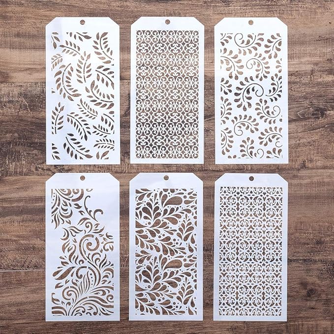 DIY Decorative Stencil Template for Scrapbooking Painting on Wall Furniture Crafts,Set of 6 (Seamless Leaf)
