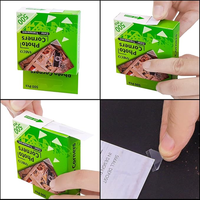 Aneco Transparent Photo Corners Clear Picture Mounting Corner Stickers for DIY Album, Scrapbook, Journal, 500 Pieces/Pack