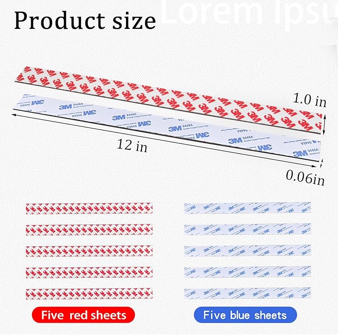 10 Pack Magnetic Tape with 3M Adhesive Backing, 12"L x 1"W Flexible Magnet Strips for DIY Crafting