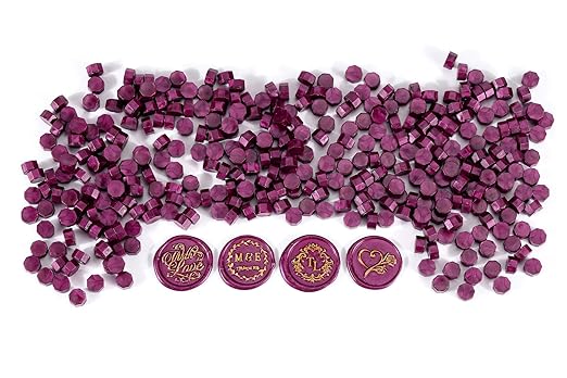 Yoption 360 Pcs Purplish Red Sealing Wax Beads Set for Wax Seal Stamp with Candles and Melting Spoon