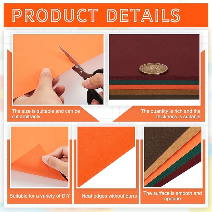 Sinmoe 100 Sheets 5 Shades Cardstock Paper 8.5 x 11 Inches 180gsm Solid Core Printer Paper for Scrapbooking DIY Arts Crafts Making Office Home Supplies(Autumn Color)