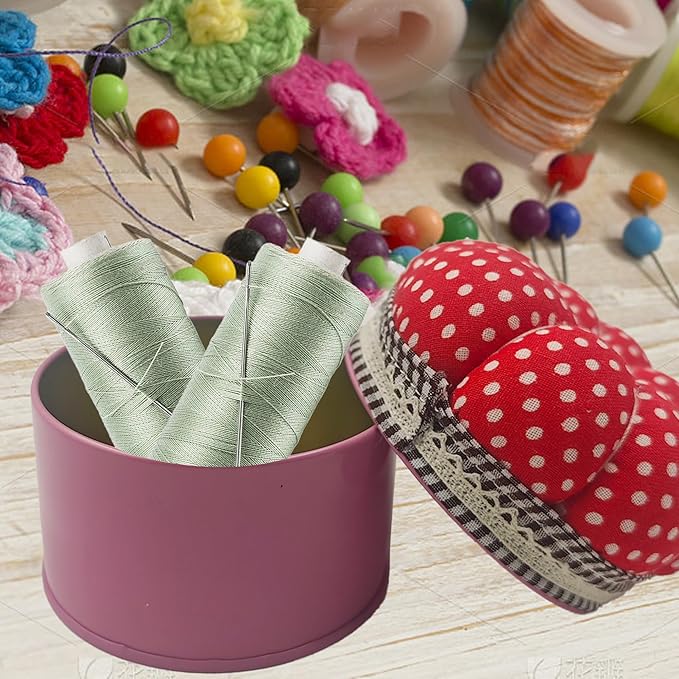 pson Pumpkin Shaped Pin Cushion with Storage Box, Cute Sewing Needle Holder for Quilting, DIY Crafts, Needlework, Sewing(Red with Spotted)