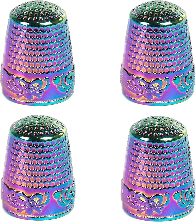 J.CARP 4Pcs Sewing Thimble, Dazzle Color Sewing Thimble Finger Protector, Finger Shield Fingertip Thimble Sewing Quilting Craft, Accessories DIY Sewing Tools