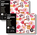 Funto Watercolor Pad, 2 Packs, 10×7", 20 Sheets Each, 140lb/300gsm, 100% Cotton, Glue Bound, Easy Tear Heavyweight Art Paper for Painting
