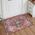 Lahome Bohemian Floral Medallion Area Rug - 2x3 Small Hot Pink Bath Rug Kitchen Sink Mat, Machine Washable Non-Slip Soft Indoor Carpet for Doormat Bedside Apartment Entrance, Fuchsia/Multi