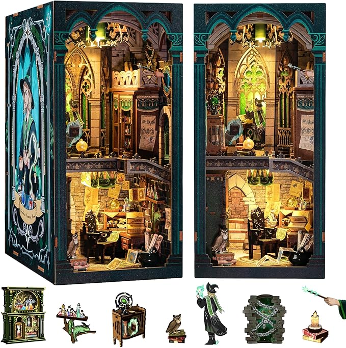 CUTEBEE Book Nook Kit, DIY Booknook Miniature House Tiny House 3D Wooden Puzzle Dollhouse Kit for Adults and Teens, Bookshelf Insert Decor, DIY Craft Gift Model Build