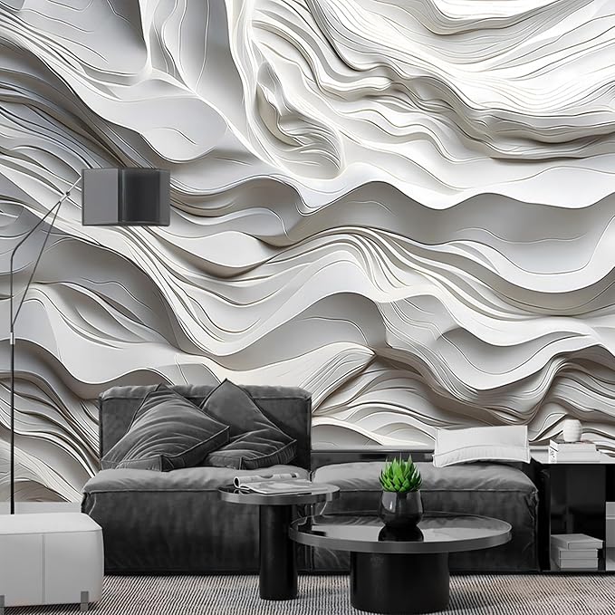 AFZEVEB-3D Stereo Relief Lines Living Room Background Wallpaper Mural 114"x74"(Not Peel and Stick)