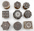 Handcarved Wooden Block Printing Stamps (Set of 9) for Textile Designing/Craft Printing Pattern for Saree/Scrapbookng/Tattoo
