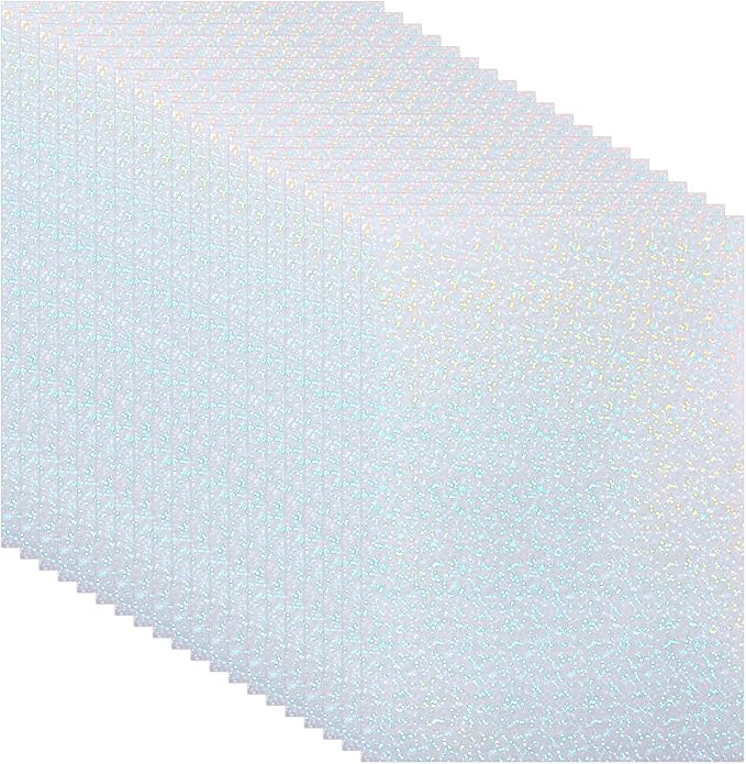 PATIKIL 8.3x5.8" Holographic Sticker Paper, 20Sheets A5 Polypropylene Self-Adhesive Transparent Waterproof Laminate Overlay Film for Photo Cards Scrapbook Decorations, Little Circle