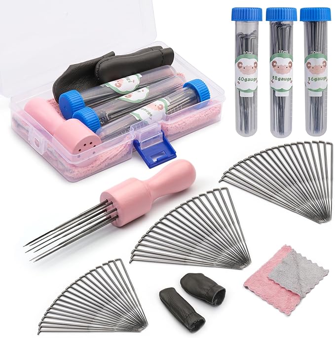 IMZAY 60 Pcs Wool Felting Needles, 3 Sizes Felting Needles with Wooden Handle, Needle Felting Tools, Wool Needle Felting Supplies, Needle Felting Tools, Perfect for DIY Felting Wool Projects