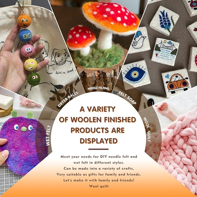 3.53oz Wool Roving Yarn, Wool Felting Supplies, Pure Wool, Chunky Yarn, Spinning Wool Roving for Needle Felting Wet Felt DIY Hand Spinning (Light Apricot)