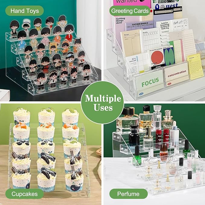 5 Tier Greeting Card Display Rack, Clear Acrylic Sticker Display Stand for Vendors Retail Display Photo Stand for Counter Tabletop Display Supplies