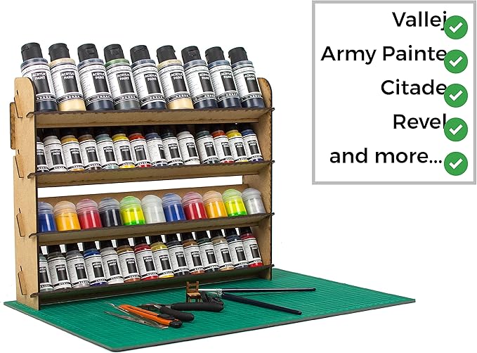 Paint Rack for Model Paints. Hobby Craft Citadel Vallejo Tamiya Army Wall Paint Rack Stand Paint Holder Organiser Miniature Warhammer Paint Storage Model Painting Station (Universal)