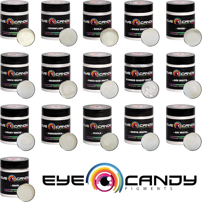 Eye Candy Pigments Premium White Mica Powder - Shiro White (50gr) - for Epoxy, Resin, Soap, Paint, Woodworking, Acrylic Pouring, Bath Bombs, Fishing Lures - DIY Arts and Crafts Additive