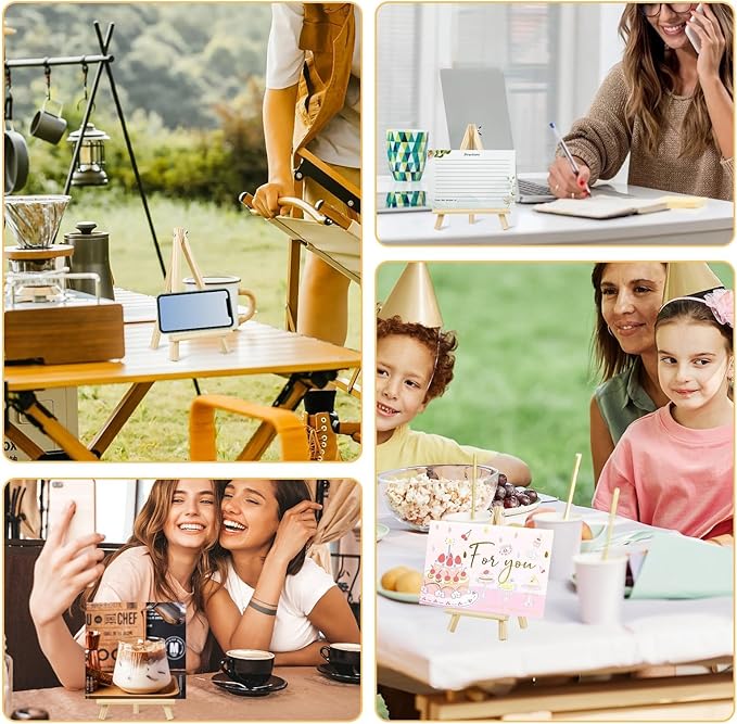 TKOnline 10PCS 9 Inch Wood Easels, Easel Stand for Painting, Art Craft Painting Party Easel, Tabletop Easels, Tripod, Canvas Photo Picture Sign Holder