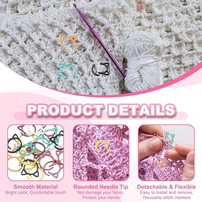 uxcell 50pcs Stitch Markers, Spiral Stitch Markers Crochet Needle Clip Counter Knit Ring Crochet Locking Sewing Accessories for DIY Handcraft Knitting and Crocheting, Violet