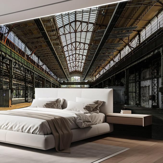 wall26 - Industrial Interior of an Old Factory Building - Removable Wall Mural | Self-Adhesive Large Wallpaper - 66x96 inches