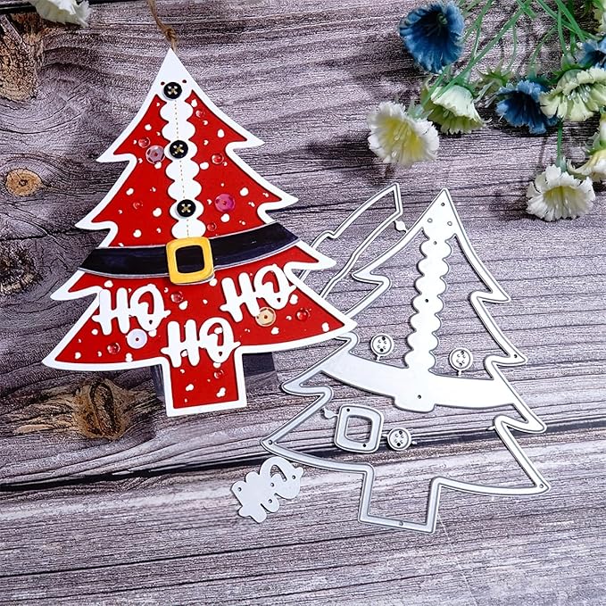 Festivals Metal Cutting Die for Scrapbooking, Christmas Cut Stencils for DIY Scrapbook Photo Album Decorative Paper Card, Card Making Supplies, Embossing (Christmas Tree 5.1 x 4.4 in)