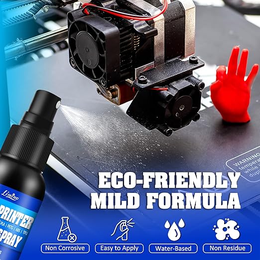 3D Printer Adhesive - 3D Print Glue Spray, Perfect First Layer Adhesion, Prevents Warping on Heated Print Bed, Easy Removal for ABS PLA PETG TPU Filaments on Various Build Plates, No Residue, 3.5oz*2