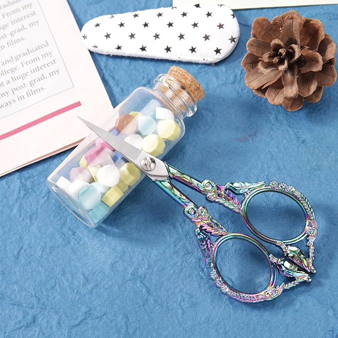Small Embroidery Scissors with Cover -Cute and Comfortable handles with Sturdy and Sharp Tips for Precise Cutting, Perfect Size for Keeping in Your Sewing and Craft Supplies Kit