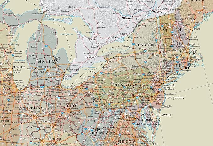 24x36 United States, USA Contemporary Premier Wall Map Poster (24x36 PAPER)