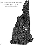 Muir Way Hydrological River Map of New Hampshire - Watershed Topographic Wall Art for Home, Office, or Travel Decor - Unframed Flat Paper Print, 18x24
