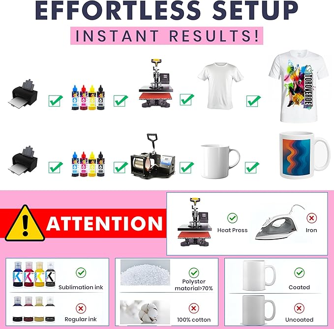 Hayes 110 Sheets Sublimation Paper 8.5x11 Inch Letter Size | 120gsm Heat Transfer Paper for Inkjet Printers | Use on Mugs, T-Shirts, Light Fabrics | Compatible With Sublimation Printers