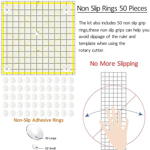 Quilting Rulers, 7 Piece Acrylic Ruler (12.5"X12.5", 9.5"X9.5", 6"X6", 4.5"X4.5",12"x6.5",9"x3",12"x2"), Sewing & Quilting Templates