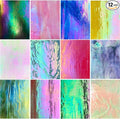 ILLUCKAI12 Sheets Iridescent Stained Glass Sheet, 4 x 6 inch Rainbow Iridized Glass Mosaic Tiles for Crafts, Stained Glass Supplies for Art Glass Projects and Mosaics