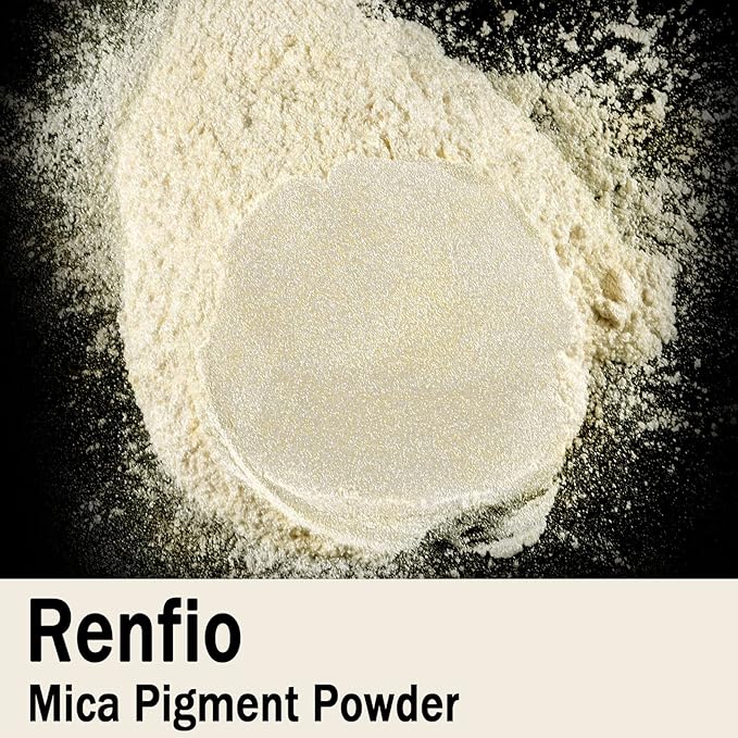 Renfio 100g Mica Powder Pigment, Metallic Natural Dye Mineral Pearl Shimmer Epoxy Resin Dye for Painting Soap Making Slime Bath Bombs 3.5 Oz - Gold Pearl Sparkle