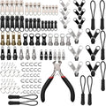 Maosifang 205-Piece Zipper Repair Kit with Zipper Install Pliers, Pull Tabs for Clothing, Bags, Jackets, Luggage, Backpacks, Purses - Black and Silver