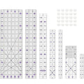 Quilting Ruler, 8 Piece Acrylic Quilting Templates, Sewing Ruler, Fabric Cutting Ruler with Non-Slip Rings, Quilting and Sewing (6"x17", 3"x17", 2"x16", 1.5"x12", 1"x12", 1"x6", 8"x3") (Purple)