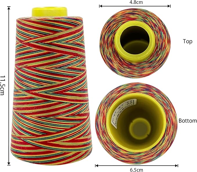 Tortoise 4 Cones of 3000 Yards Each Spool Thread for All Purpose, Serger, Overlock, Quilting, Sewing Machine - 40S/2 Rainbow-1